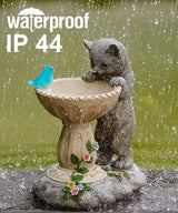 Cat Statues for Bird Bath: Outdoor Sculptures for Garden Lawn Patio Yard Balcony Porch - Unique Gifts for Mother Grandma Women