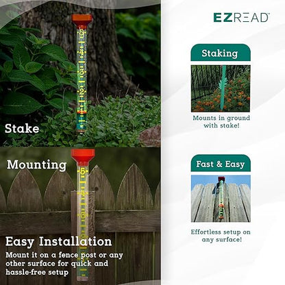 Headwind EZRead 21” Giant Professional Outdoor rain Gauge, USA Made Heavy Duty All Weather Freeze Proof Stake or mountable with Float, Orange (820-1002ORG)