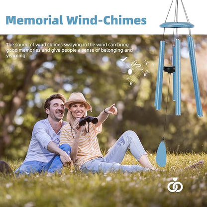 FSVGYY Wind-Chimes-Outdoor-Deep-Tone, Large Soothing Melodic Tones Mobile Windchimes, Wind Chimes for Outside, Memorial Wind Chime Best Gift for Mom Women Grandma Neighbors(32" Blue Coated Aluminum)