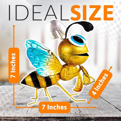 Bumble Bee Decoration - Metal Yard Art - Fun Outdoor Fall Decoration - Metal Honey Bee Garden Statue - Whimsical Garden Decor. Great Gift for Beekeepers