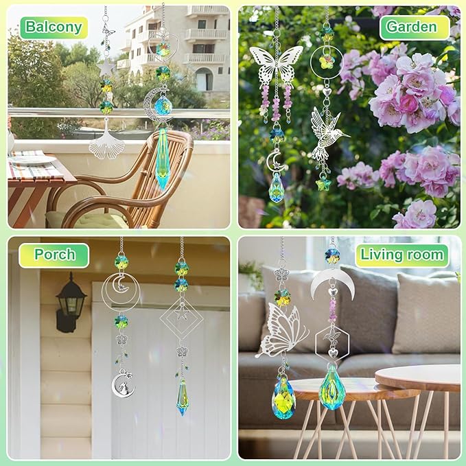FACIACC 407 Pcs DIY Crystal Suncatcher, Sun Catchers Making Kits Craft with Hooks for Adults, Hanging Decorative with Chain Crystals Rainbow for Indoor Outdoor Garden Windows and Party Decor