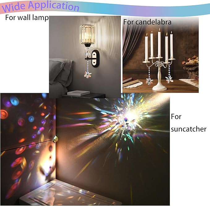Flower Petal Crystal Suncatcher Hanging Crystals for Windows Sun Catcher Chandelier Lamp Tree Decor, Crystal Glass Ornaments (AB)