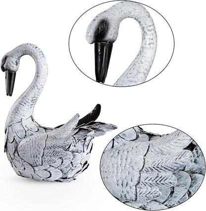 White Swan Garden Statue, Metal Goose Outdoor Decor for Yard Pool Patio Fountain Display