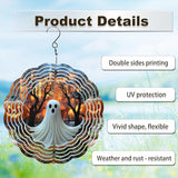 Halloween Ghost Wind Spinners Outdoor, Hanging Wind Spinner for Garden Decoration, 8 inch 3D Stainless Steel Metal Wind Sculpture for Indoor/Outdoor Decor