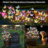 Solar Lights Outdoor Garden Decor: 6 Pack 102 Silk Butterflies with 132 Color-Changing LEDs - Auto On/Off 12H Magical Lighting IP65 Waterproof for Yard Patio Pathway - Unique Gifts for Mom Grandma