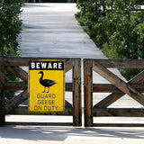snowsun Beware Guard Geese on Duty Funny Metal Signs Vintage Tin Sign for Home Yard Farm Street Fence Wall Decoration 8×12 Inches