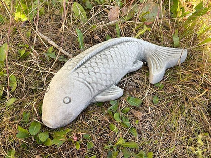 Koi Carp Fish Stone Garden Statue | Outdoor Animal Fishing Angling Gift Ornament