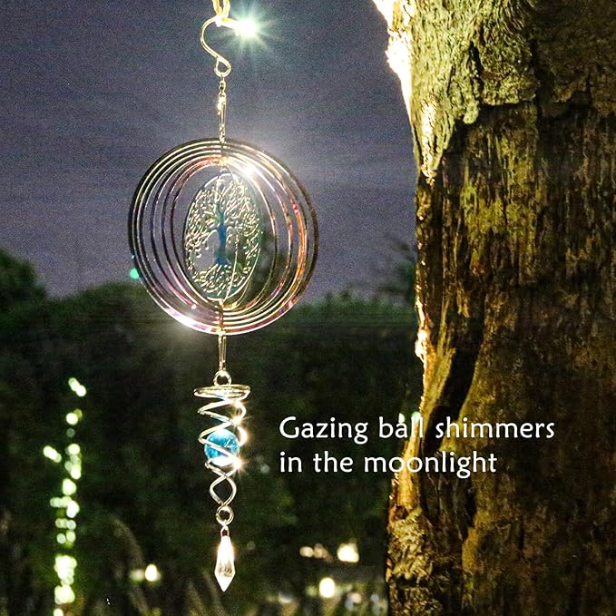 Phuryllic Wind Spinners Outdoor, Garden Decor, Bird Deterrents for Outside, 3D Metal Yard Decorations for Patio & Backyard, Unique Gardening Gifts for Women & Moms - Tree of Life