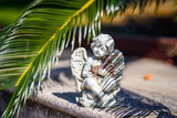 DUSVALLY Angel Sculpture with A Little Dog in Arms, Garden Resin Statue, Angel Figurine Tabletop Decor, Angel with Wings Statue for Indoor Outdoor