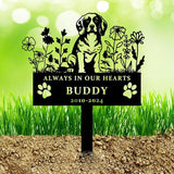 Custom Flora Personalized Dog Memorial Garden Sign with Stake, Sympathy Grave Plaque, Pet Grave Marker Memorial Engraved Sign