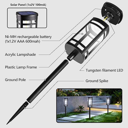 Jyoiat 6 Pack Outdoor Solar Pathway Lights - Solar Landscape Lights Outdoor Walkway Solar Garden Lights for Lawn, Path, Yard Decor (Cool White)