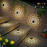 Solar Fence Lights 2 Pack Outdoor Deck Step Wall Lights Metal Waterproof LED Warm Yellow Light for Garden Post Patio Backyard Yard Decor (Mandala-1, 2)
