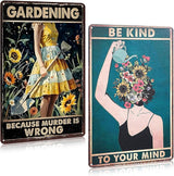 MorningRo 2 Pcs Funny Metal Tin Garden Sign 12'' x 8'' Gifts for Plant Lovers Women Grandma Mom Garden Decor Metal Tin Sign for Farmhouse Greenhouse Patio Yard Wall Decor Indoor Outdoor(Girls)