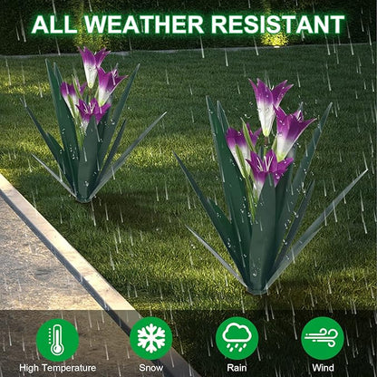 Homight Metal Agave Plant Outdoor Decoration Lily Mexican Yard Art Garden Gift Home Decor Hand Painted Metal Agave Garden Yard Statue, Outdoor Lawn Ornaments (2 Big Purple Lilies)