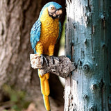 Hanging Parrot Statue Outdoor Decor for Garden, 13.6" Fairy Yard Wall Mount Figurines Home Tropical Parrot Sculptures for Lawn Patio Front Porch Backyard Fence (Blue)
