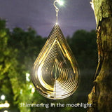 Phuryllic Wind Spinners Outdoor, Garden Decor, Bird Deterrents for Outside, 3D Metal Yard Decorations for Patio & Porch, Unique Gardening Gifts for Women & Moms - 12in Gold Waterdrop
