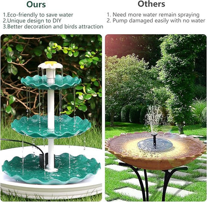 AISITIN 3 Tiered Bird Bath Solar Fountain Pump, 3.5W Solar Water Fountain, 2026 New DIY Solar Powered Water Pump for Bird Bath, Garden, Fish Tank and Outdoor Bird Feeder