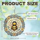 Bee Wind Spinners Outdoor, Hanging Wind Spinner for Garden Decoration, 8 inch 3D Stainless Steel Metal Wind Sculpture for Indoor/Outdoor Decor