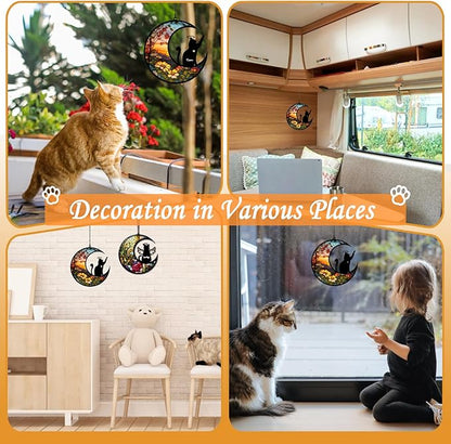 BamLue Cat Memorial Suncatcher for Windows Memorial Ornament, Pet Sympathy Gift to Memorialize the Loss, Cat Sun Catchers with Personalized Decorations in Loving Memory for Loss Cat