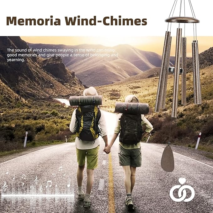 FSVGYY Wind-Chimes-Outdoor-Deep-Tone, Large Soothing Melodic Tones Windchimes, Wind Chimes for Outside, Memorial Wind Chime Best Gift for Mom Women Grandma Neighbors(32" Brown Coated Aluminum)