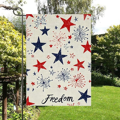 Gkyygk Patriotic Freedom Stars Garden Flag 12x18 Double Sided Banners Yard Flag Welcome Seasonal Farmhouse Yard Outside Decoration