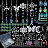 Sun Catchers, 408 Pieces Colorful Crystal Suncatcher with Chain Pendant Ornaments Hanging Crystals Prism Rainbow Maker for Windows Indoor Outdoor Car Mirror Garden Decor Wedding Party Xmas Gift (400)