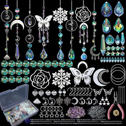Sun Catchers, 408 Pieces Colorful Crystal Suncatcher with Chain Pendant Ornaments Hanging Crystals Prism Rainbow Maker for Windows Indoor Outdoor Car Mirror Garden Decor Wedding Party Xmas Gift (400)