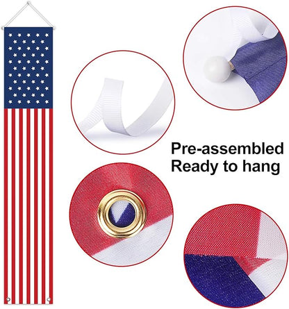 4th of July Decorations Outdoor - Hanging American Flag Banners Stars and Stripes Porch Sign -Patriotic Memorial Day Decor Party Supplies for July Fourth Independence Labor - Red White Blue (2 Pcs)