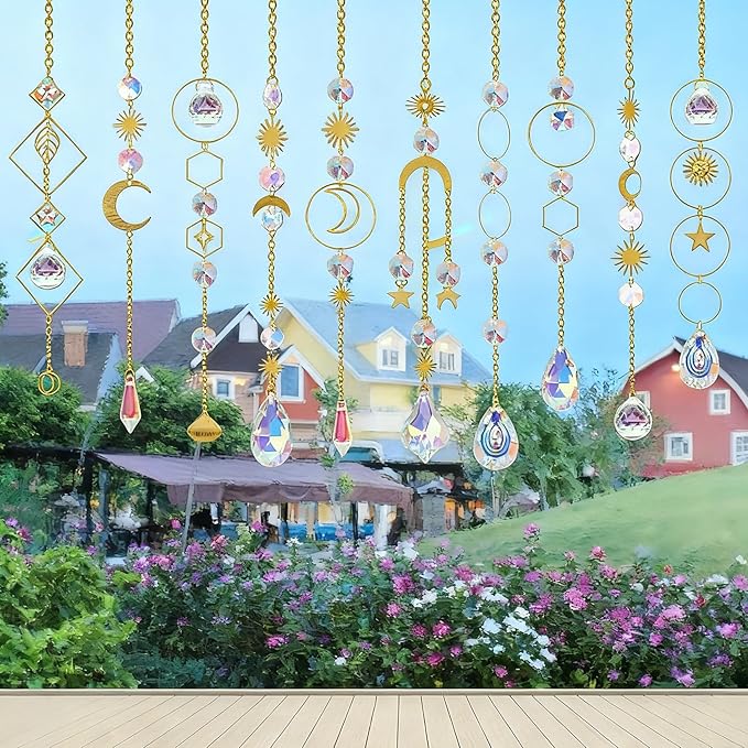 DIY Suncatcher Making Kits, 200 pcs Silver Crystal Sun Catchers Crafts with Hooks Chains Pendants Rainbow Maker for Window Hanging Prism Indoor Outdoor Garden Party Decor
