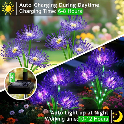 Solar Garden Flower Lights Outdoor, 8 Pack Purple Spider Lily Solar Lights with Glowing Stems, IP65 Waterproof LED Yard Decor for Patio Lawn Pathway,Gift for Women Mom Grandma