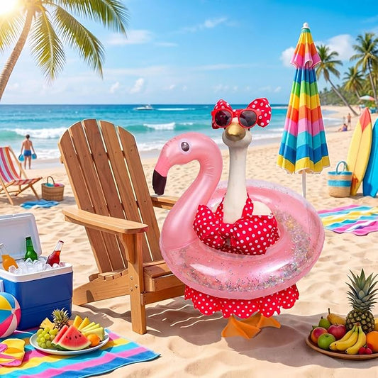 Abbylike 1 Set Hawaiian Porch Goose Outfits Summer Bikini Yard Goose Outfits Costume Clothes Fits Large 23'' Cement for Garden Yard Statue Pathway Decorations