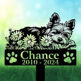Personalized Yorkshire Terrier Grave Marker, Yorkie Sleeping on Daisy Flowers Memorial Garden Stake, Yorkie Memorial Gift, Loss of Yorkie, Outdoor Pet Headstone, Dog Burial Stake
