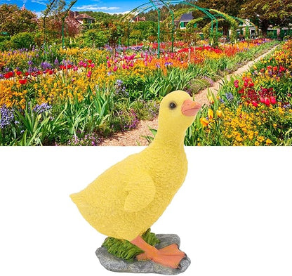 Cute Statues Resin Duck Figurine Furry Ducks True Colors Garden Statue Anti Fading Backyard Decor(Yellow)