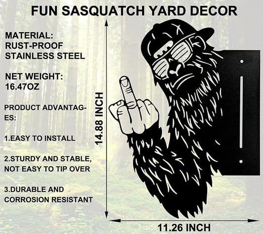 Funny Sasquatch Stake Men Gifts - Cool Yard Decor Gag Gift Idea for Dad Husband Grandpa, Unique Metal Sasquatch-Themed Outdoor Garden Present for Birthday Halloween Christmas Fathers Day Valentines