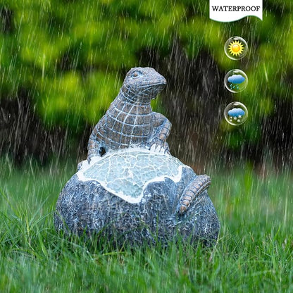 Rezpuao Solar Garden Outdoor Statues Lizard with LED Lights - Lawn Decor Lizard Statue for Patio, Balcony, Yard Ornament - Unique Housewarming Gifts