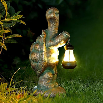 Solar Turtle Outdoor Large Garden Decor Statues 17in Tortoise Light Lantern for Yard,Patio,Balcony,Housewarming Birthday Gifts Mom Grandma Women