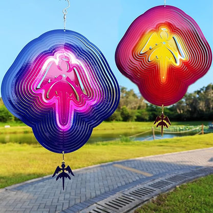 DJUAN Angel Wind Spinners for Yard and Garden Decor Angel Gifts for Women Wind Spinner Outdoor Metal Large Colorful Angels Figurines Hanging Wind Spinners Kinetic Art Lawn Ornaments