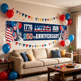 250th Anniversary USA Banner 120 x 20 Inches America 1776-2026 250 Years Birthday Banner American Flag Statue of Liberty Designs Patriotic Party Home Decorations for Outdoor Indoor Yard Garden Lawn