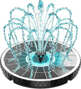 Yzert Remote Solar Fountain 2026, 6W Glass Bird Bath Fountain, 4000 mAh Solar Water Fountain Pump with 7 Nozzles & 4 Fixers, Colorful Lights for Garden, Pond, Pool, Outdoor-Adjust Water Height (8LEDs)