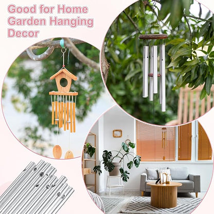 M METERXITY 20-Pack Wind Chime Tubes, Aluminum Wind Chime Empty Tubes, Metal Wind Bell for Adults Arts and Crafts/DIY Home Garden Outdoor Hanging Decorations [0.6x10cm, Silver]