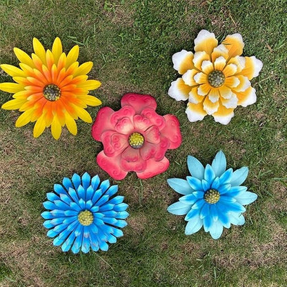 Metal Flower Wall Art Decor 12 in Iron Beautiful Floral Sculpture Hanging Wall Statue for Home Garden Patio (Color : Pink)