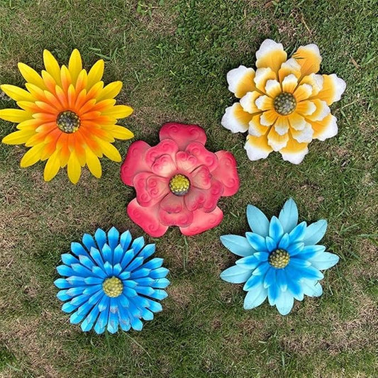 Metal Flower Wall Art Decor 12 in Iron Beautiful Floral Sculpture Hanging Wall Statue for Home Garden Patio (Color : Pink)