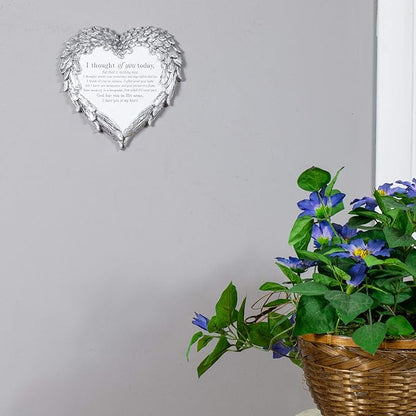 Thought of You Ornate Heart Wings 8 inch Metal Outdoor Decorative Garden Stone