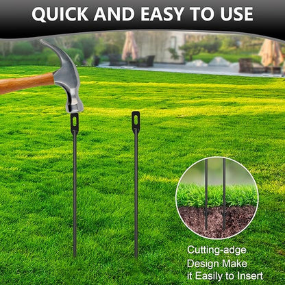 2-Pack Yard Sign Stakes Metal for Ground 16.5" Long 0.3" Thick, Plant Support Stakes for Indoor & Outdoor Plants, Sign Poles Stakes, Tent Stakes for Outdoor Camping, Easy to Install - Black