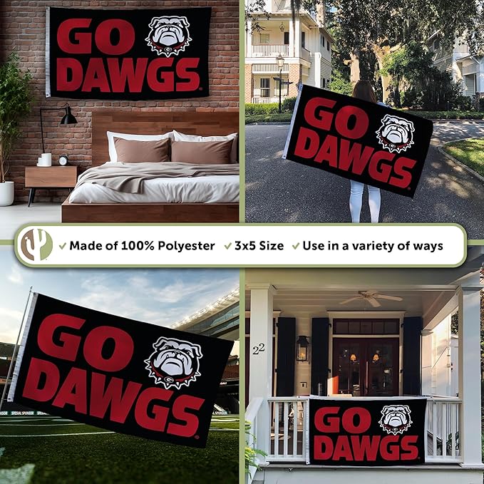Desert Cactus University of Georgia Flag Bulldogs UGA Dawgs Banners 100% Polyester Indoor Outdoor 3x5 feet Flags (Design A)