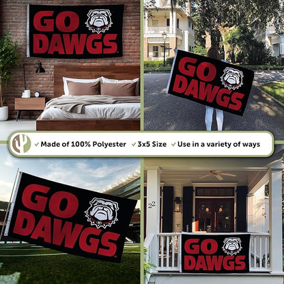 Desert Cactus University of Georgia Flag Bulldogs UGA Dawgs Banners 100% Polyester Indoor Outdoor 3x5 feet Flags (Design A)