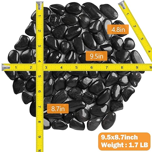 River Rock Stepping Stones Outdoor for Garden Walkway, 10 inch 6 Pcs Hexagon Shape Paver Step Stones Polished Pebble River Stone Mat for Yard Lawn Patio Pathway Walk Way - Black