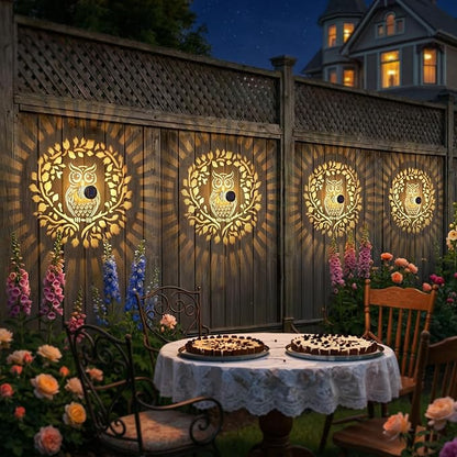 Gardsee Solar Fence Lights Outdoor 2 Pack Deck Step Wall Lights Butterfly Metal Waterproof LED Warm Yellow Light for Garden Post Patio Backyard Yard Decor (Black 7)