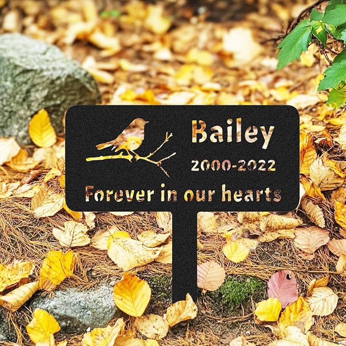 Personalised Bird Memorial Grave Marker, Custom Bird Memorial Stake Grave Marker, Metal Cemetery Decoration for Grave Sympathy Bird Memorial Plaque for Outdoors Grave Yard Garden