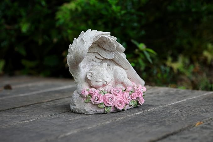 Cat Memorial Stone - Solar Light Pet Hologram Tribute, Waterproof & Durable Outdoor Statue for Memorial Gardens, Unique Cat Memorial Gifts & Decor